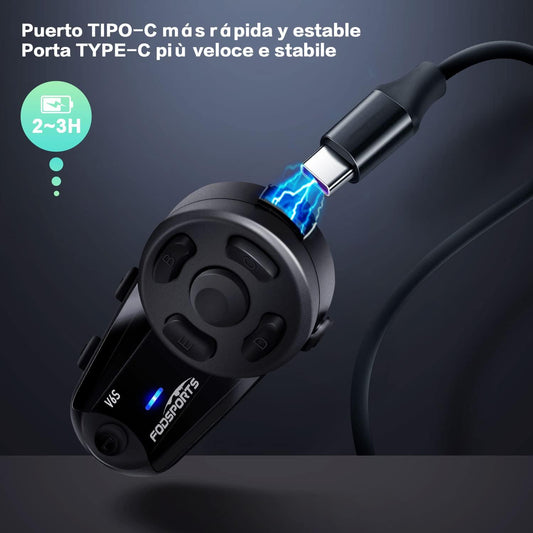 2x Interfoni Moto - Fodsports V6S (1000m) - Bluetooth 5.0