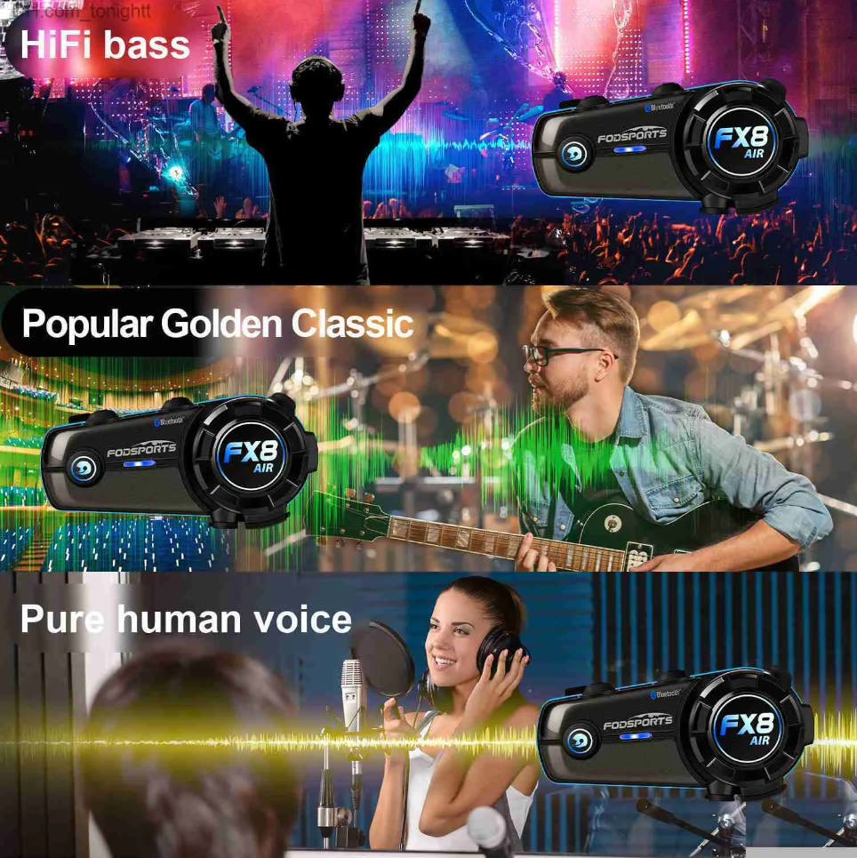 2x Intercomunicadores Moto - Fodsports FX8 AIR - Bluetooth 5.0