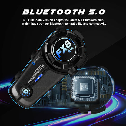 2x Intercomunicadores Moto - Fodsports FX8 AIR - Bluetooth 5.0