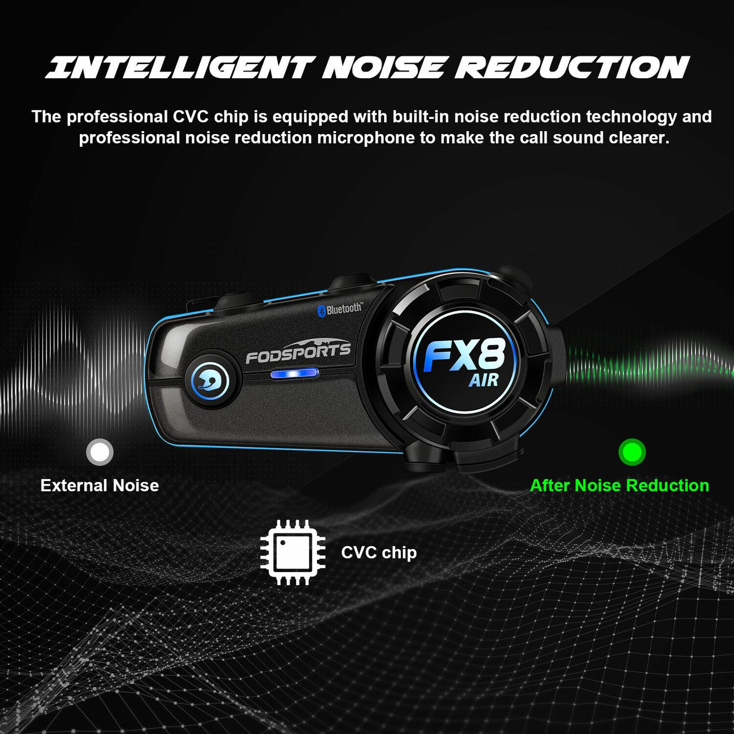 2x Intercomunicadores Moto - Fodsports FX8 AIR - Bluetooth 5.0