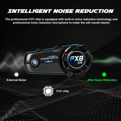2x Intercomunicadores Moto - Fodsports FX8 AIR - Bluetooth 5.0